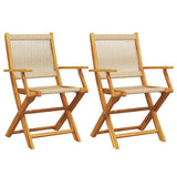 Folding Chairs 2 pcs Beige Solid Wood Acacia and Polypropylene