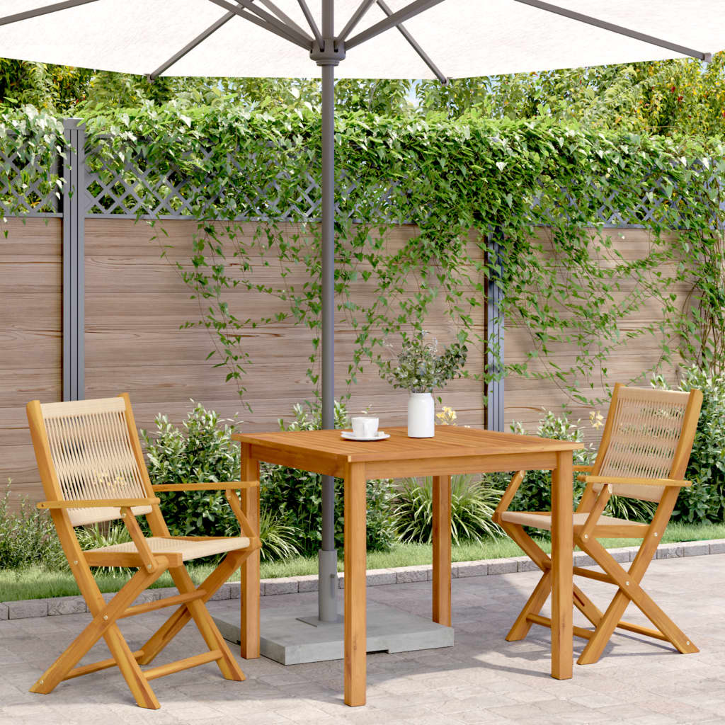 Folding Chairs 2 pcs Beige Solid Wood Acacia and Polypropylene