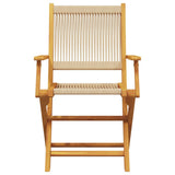 Folding Chairs 2 pcs Beige Solid Wood Acacia and Polypropylene