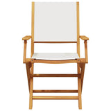 Garden Chairs 2 pcs Cream White Solid Wood Acacia and Fabric - 45-Degree Angle