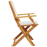 Garden Chairs 2 pcs Cream White Solid Wood Acacia and Fabric - Rear View