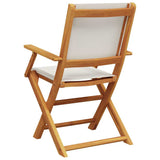 Garden Chairs 2 pcs Cream White Solid Wood Acacia and Fabric - Close-Up Angle