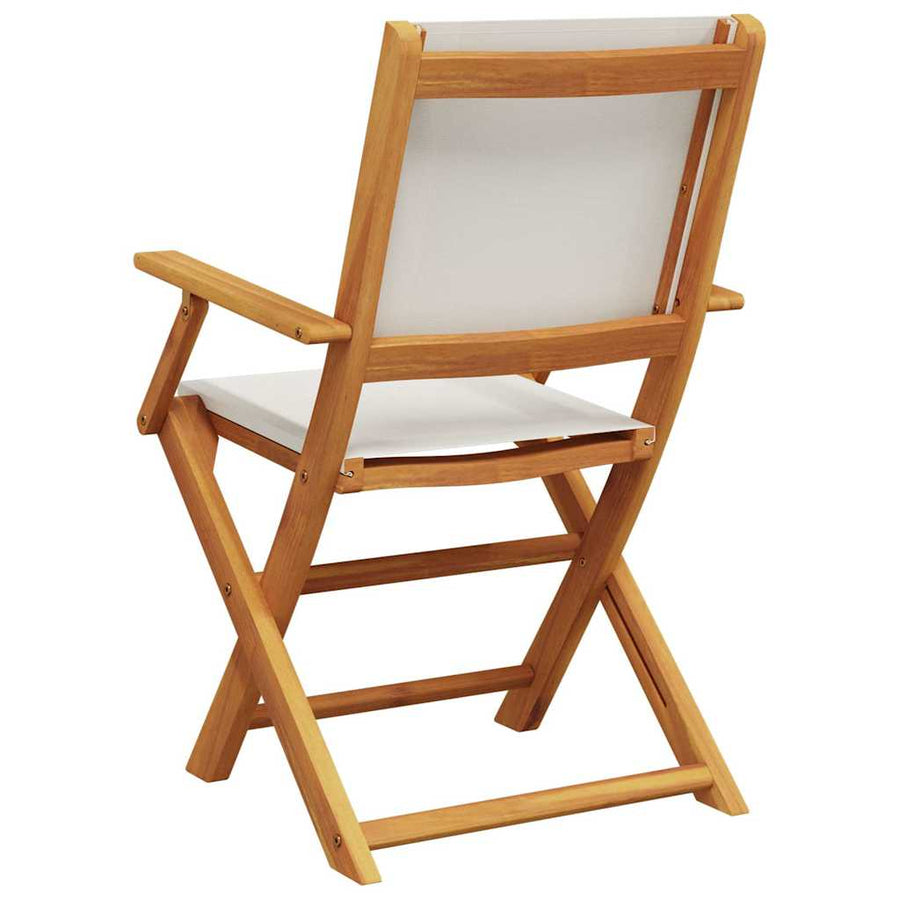 Folding Chairs 2 pcs Cream White Solid Wood Acacia and Fabric