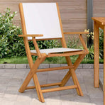 Folding Chairs 2 pcs Cream White Solid Wood Acacia and Fabric