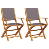 Garden Chairs 2 pcs Anthracite Solid Wood Acacia and Fabric - Front View