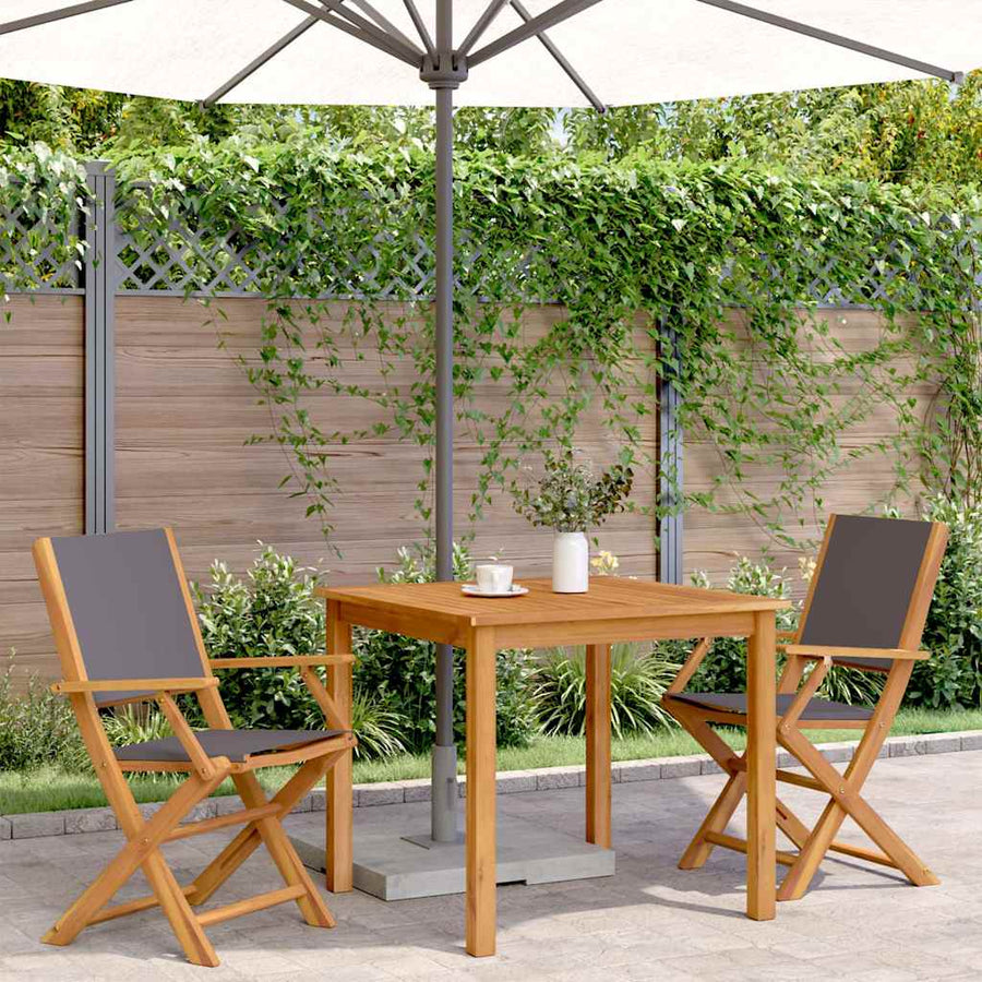 Folding Chairs 2 pcs Anthracite Solid Wood Acacia and Fabric