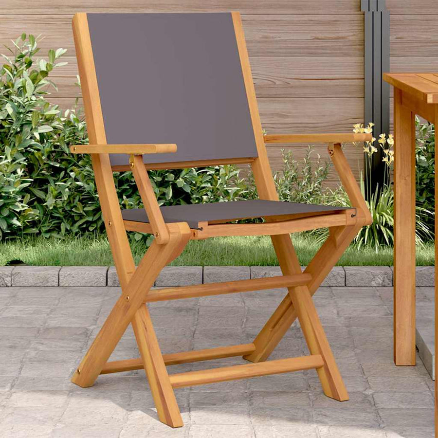Folding Chairs 2 pcs Anthracite Solid Wood Acacia and Fabric