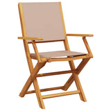 Folding Chairs 2 pcs Taupe Solid Wood Acacia and Fabric - Top-Down View