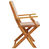 Folding Chairs 2 pcs Taupe Solid Wood Acacia and Fabric - Rear View