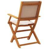 Folding Chairs 2 pcs Taupe Solid Wood Acacia and Fabric - Close-Up Angle