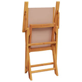 Folding Chairs 2 pcs Taupe Solid Wood Acacia and Fabric - Low Angle