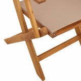 Folding Chairs 2 pcs Taupe Solid Wood Acacia and Fabric - Extra Image
