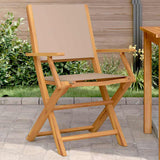 Folding Chairs 2 pcs Taupe Solid Wood Acacia and Fabric