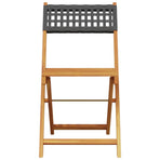 Folding Chairs 2 pcs Black Solid Wood Acacia and Poly Rattan