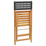 Folding Chairs 2 pcs Black Solid Wood Acacia and Poly Rattan
