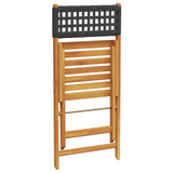 Bistro Chairs 2 pcs Black Solid Wood Acacia and Poly Rattan - Low Angle