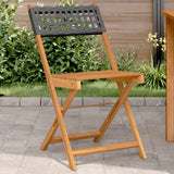 Folding Chairs 2 pcs Black Solid Wood Acacia and Poly Rattan