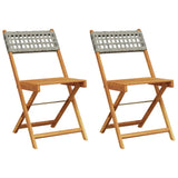 Bistro Chairs 2 pcs Grey Solid Wood Acacia and Poly Rattan - Front View