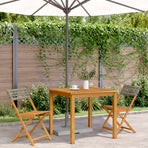Folding Chairs 2 pcs Grey Solid Wood Acacia and Poly Rattan