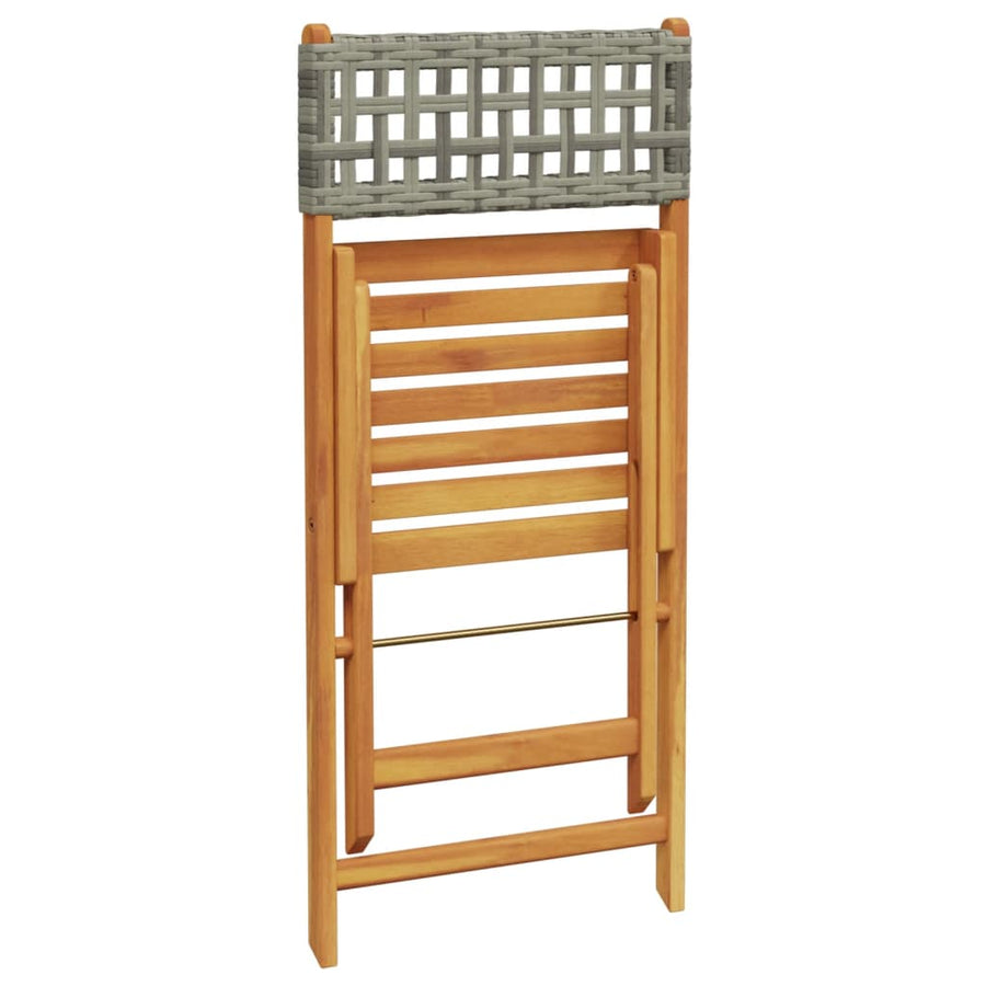 Folding Chairs 2 pcs Grey Solid Wood Acacia and Poly Rattan