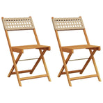 Folding Chairs 2 pcs Beige Solid Wood Acacia and Poly Rattan