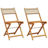 Bistro Chairs 2 pcs Beige Solid Wood Acacia and Poly Rattan - Front View