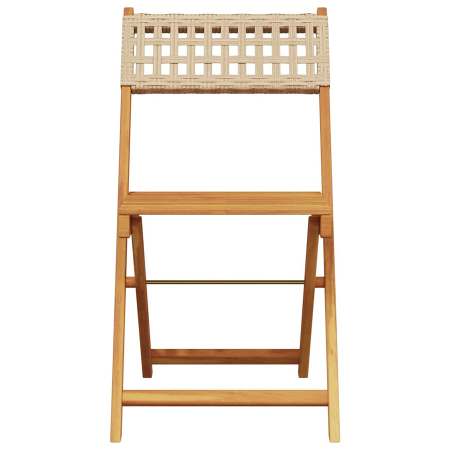 Folding Chairs 2 pcs Beige Solid Wood Acacia and Poly Rattan