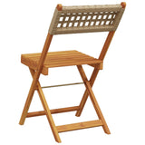 Folding Chairs 2 pcs Beige Solid Wood Acacia and Poly Rattan