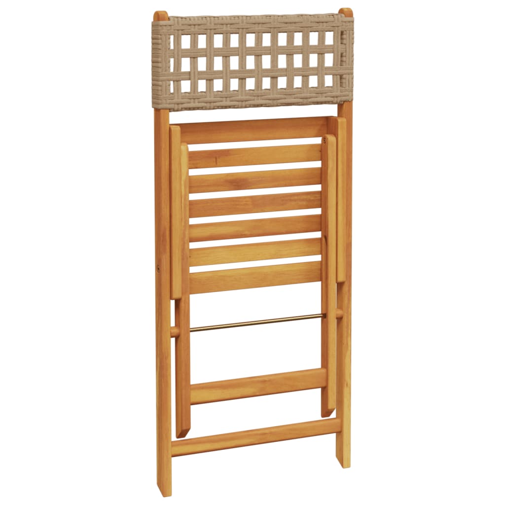 Folding Chairs 2 pcs Beige Solid Wood Acacia and Poly Rattan