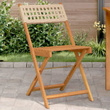Folding Chairs 2 pcs Beige Solid Wood Acacia and Poly Rattan