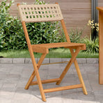Folding Chairs 2 pcs Beige Solid Wood Acacia and Poly Rattan