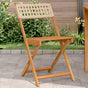 Folding Chairs 2 pcs Beige Solid Wood Acacia and Poly Rattan
