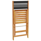 Bistro Chairs 2 pcs Black Solid Wood Acacia and Rope - Low Angle