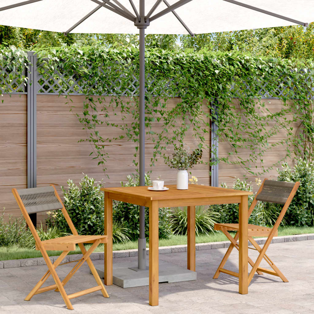 Folding Chairs 2 pcs Grey Solid Wood Acacia and Rope
