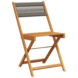 Bistro Chairs 2 pcs Grey Solid Wood Acacia and Rope - Top-Down View