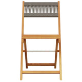 Folding Chairs 2 pcs Grey Solid Wood Acacia and Rope