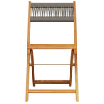 Folding Chairs 2 pcs Grey Solid Wood Acacia and Rope