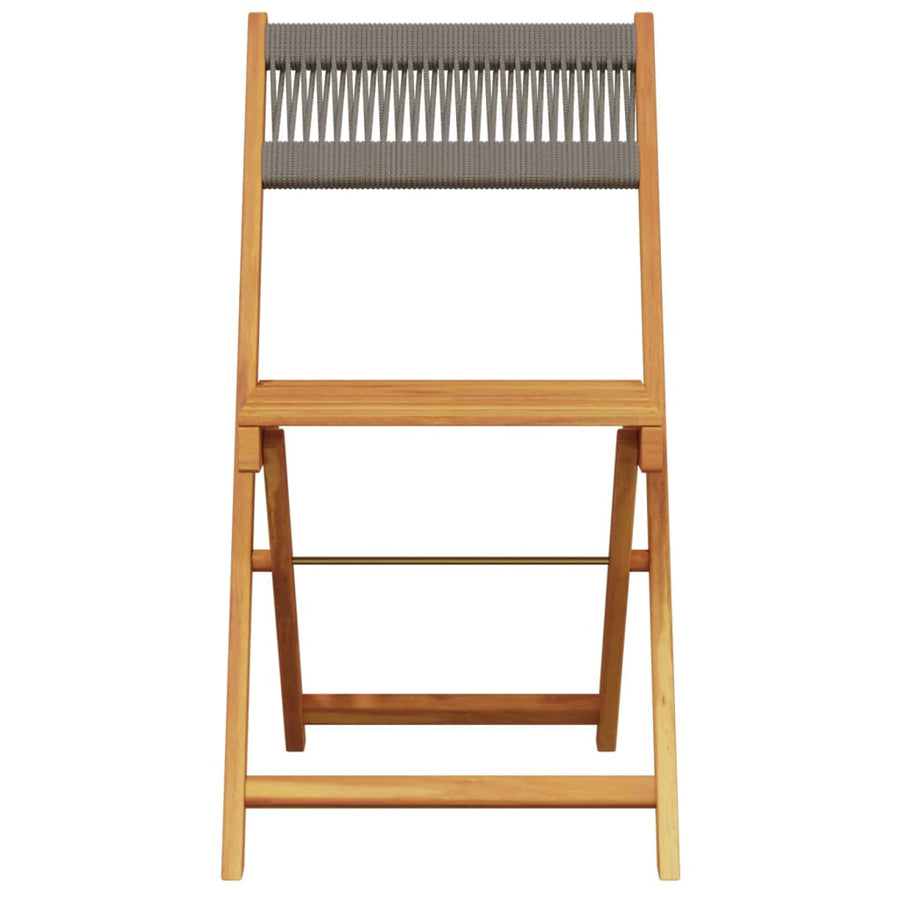 Folding Chairs 2 pcs Grey Solid Wood Acacia and Rope