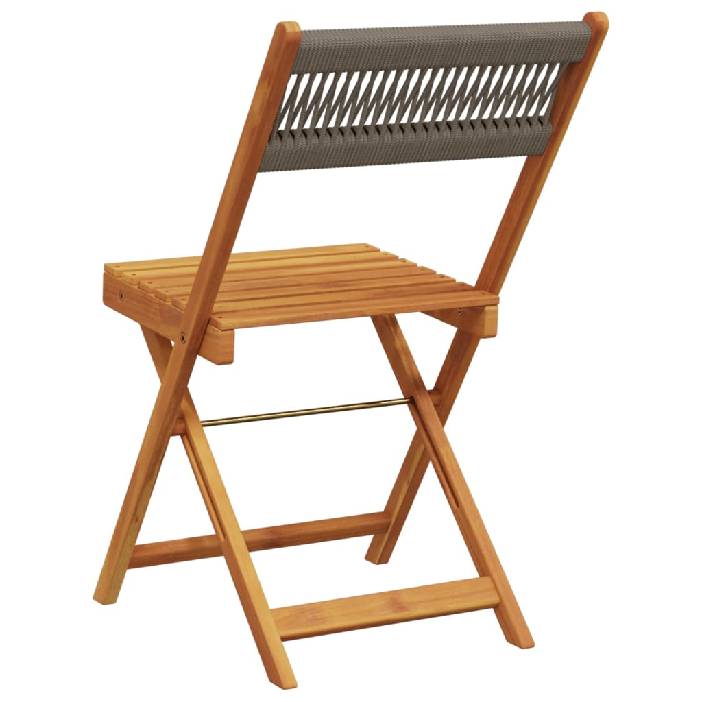 Folding Chairs 2 pcs Grey Solid Wood Acacia and Rope