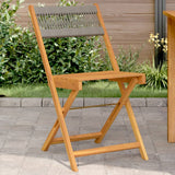 Folding Chairs 2 pcs Grey Solid Wood Acacia and Rope