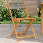 Folding Chairs 2 pcs Grey Solid Wood Acacia and Rope