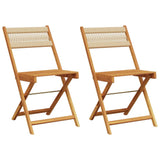 Folding Chairs 2 pcs Beige Solid Wood Acacia and Rope