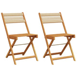 Bistro Chairs 2 pcs Beige Solid Wood Acacia and Rope - Front View