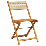 Bistro Chairs 2 pcs Beige Solid Wood Acacia and Rope - Top-Down View