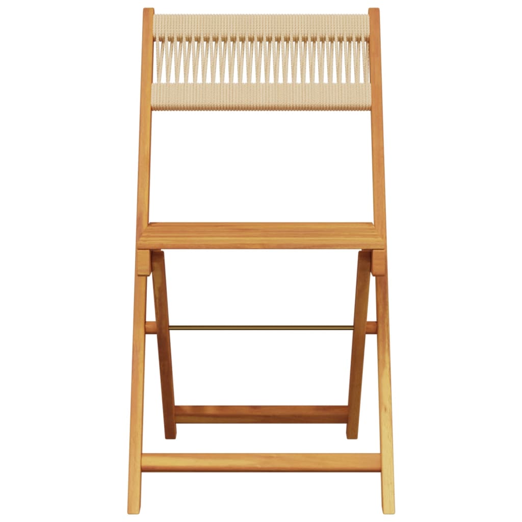 Folding Chairs 2 pcs Beige Solid Wood Acacia and Rope