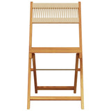 Bistro Chairs 2 pcs Beige Solid Wood Acacia and Rope - 45-Degree Angle