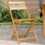 Folding Chairs 2 pcs Beige Solid Wood Acacia and Rope