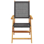Folding Chairs 2 pcs Black Solid Wood Acacia and Poly Rattan
