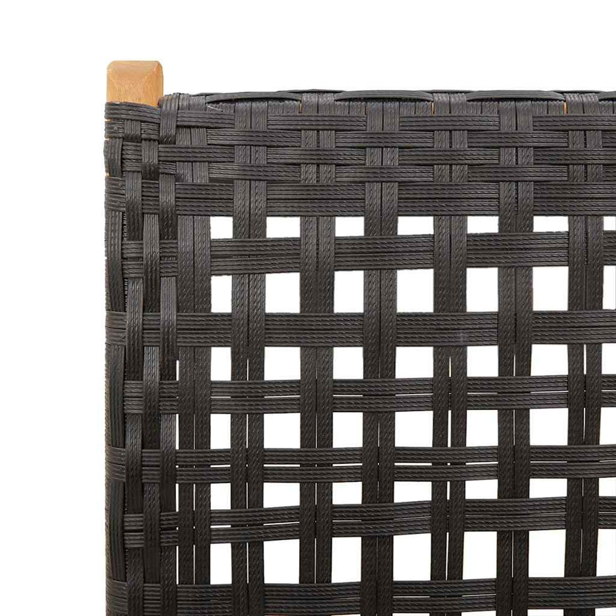 Folding Chairs 2 pcs Black Solid Wood Acacia and Poly Rattan