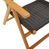 Garden Chairs 2 pcs Black Solid Wood Acacia and Poly Rattan - Extra Image